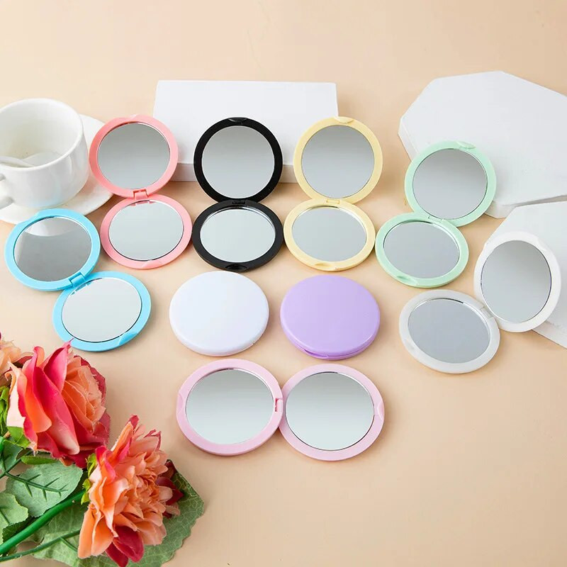 1 ΤΕΜ Φορητός αναδιπλούμενος καθρέφτης Μίνι στρογγυλή τσέπη Συμπαγής καλλυντικός καθρέφτης μακιγιάζ Αξεσουάρ ταξιδίου χειρός