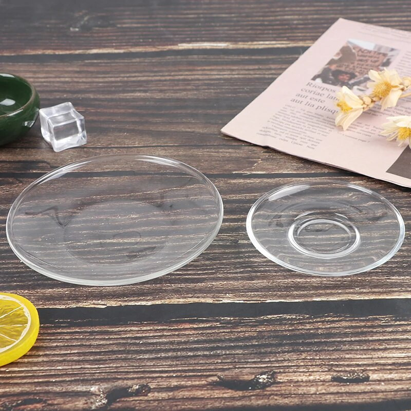 Hőálló, átlátszó üveg csészealj tea kávé és ital csészékhez bögre - S/L méret Új