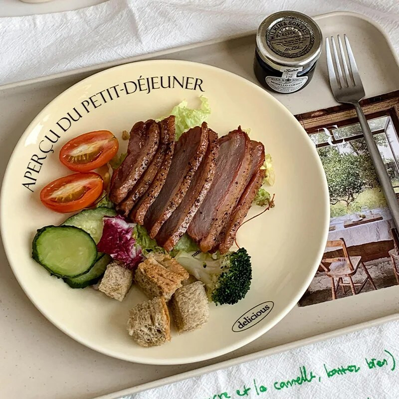 INS Style angol levestál egyszerű étel Advanced Sense Plate Solid Home Dish Kerámia mélytányér steak reggeli nyugati étel