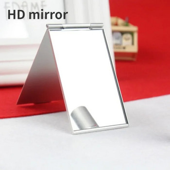 Ръчно стоящо малко огледало Алуминиево сгъваемо огледало Мини преносимо огледало за грим Тоалетно сгъваемо компактно джобно козметични инструменти