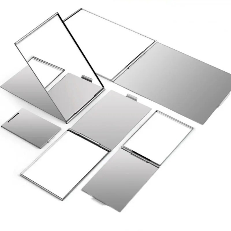 Käes seisev väike peegel alumiiniumist kokkupandav peegel mini kaasaskantav meigipeegel edevus kokkupandav kompaktne taskuga kosmeetikatööriistad