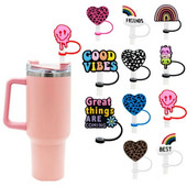 2db porálló leopárdmintás szívszívószálak, újrafelhasználható, fröccsenésálló szivárványos szívószálak szilikon szívószálas sapka