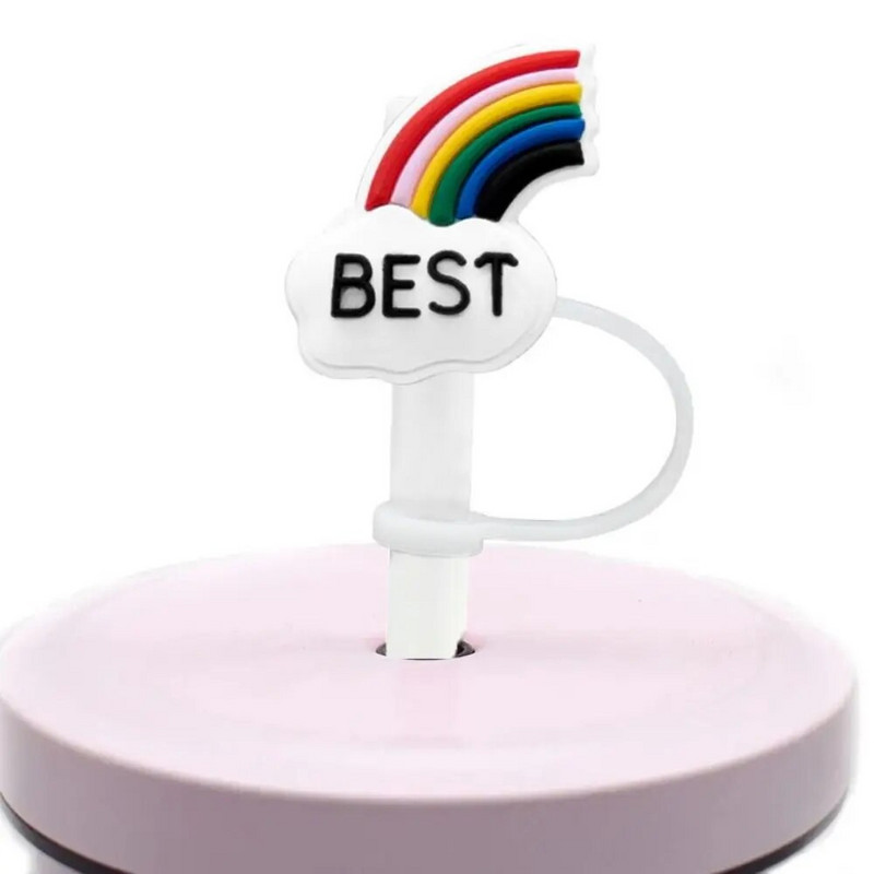 2db porálló leopárdmintás szívszívószálak, újrafelhasználható, fröccsenésálló szivárványos szívószálak szilikon szívószálas sapka