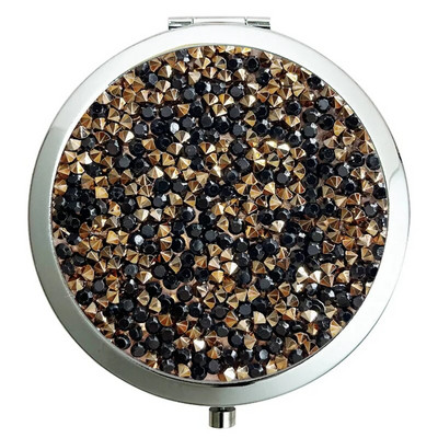 Mini kišeninis veidrodis grožio kosmetinis veidrodis kalnų krištolas sulankstomas kompaktiškas veidrodis, nešiojamas dvipusis sulankstomas kosmetinis veidrodis