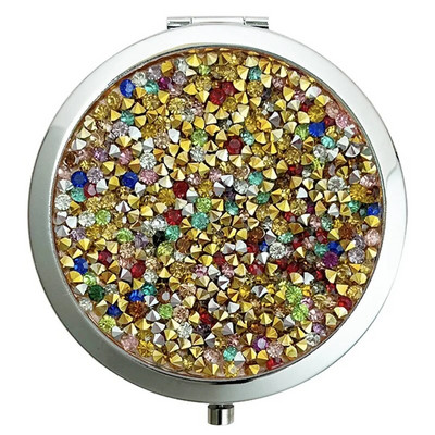 Mini kišeninis veidrodis grožio kosmetinis veidrodis kalnų krištolas sulankstomas kompaktiškas veidrodis, nešiojamas dvipusis sulankstomas kosmetinis veidrodis