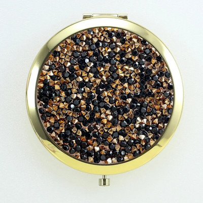 Mini kišeninis veidrodis grožio kosmetinis veidrodis kalnų krištolas sulankstomas kompaktiškas veidrodis, nešiojamas dvipusis sulankstomas kosmetinis veidrodis