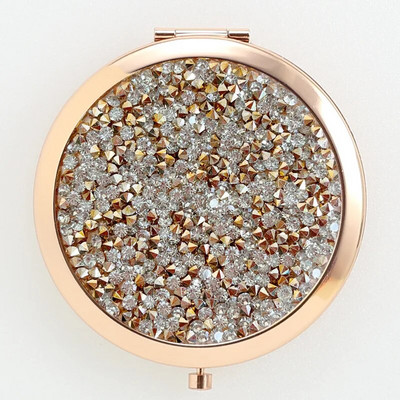 Mini kišeninis veidrodis grožio kosmetinis veidrodis kalnų krištolas sulankstomas kompaktiškas veidrodis, nešiojamas dvipusis sulankstomas kosmetinis veidrodis