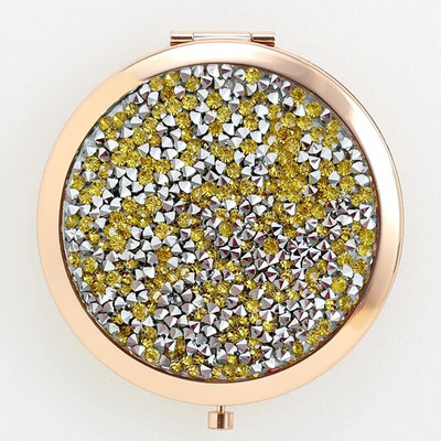 Mini kišeninis veidrodis grožio kosmetinis veidrodis kalnų krištolas sulankstomas kompaktiškas veidrodis, nešiojamas dvipusis sulankstomas kosmetinis veidrodis