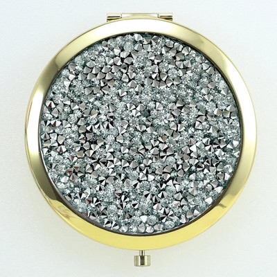 Mini kišeninis veidrodis grožio kosmetinis veidrodis kalnų krištolas sulankstomas kompaktiškas veidrodis, nešiojamas dvipusis sulankstomas kosmetinis veidrodis