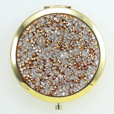 Mini kišeninis veidrodis grožio kosmetinis veidrodis kalnų krištolas sulankstomas kompaktiškas veidrodis, nešiojamas dvipusis sulankstomas kosmetinis veidrodis