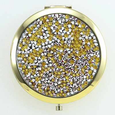 Mini kišeninis veidrodis grožio kosmetinis veidrodis kalnų krištolas sulankstomas kompaktiškas veidrodis, nešiojamas dvipusis sulankstomas kosmetinis veidrodis