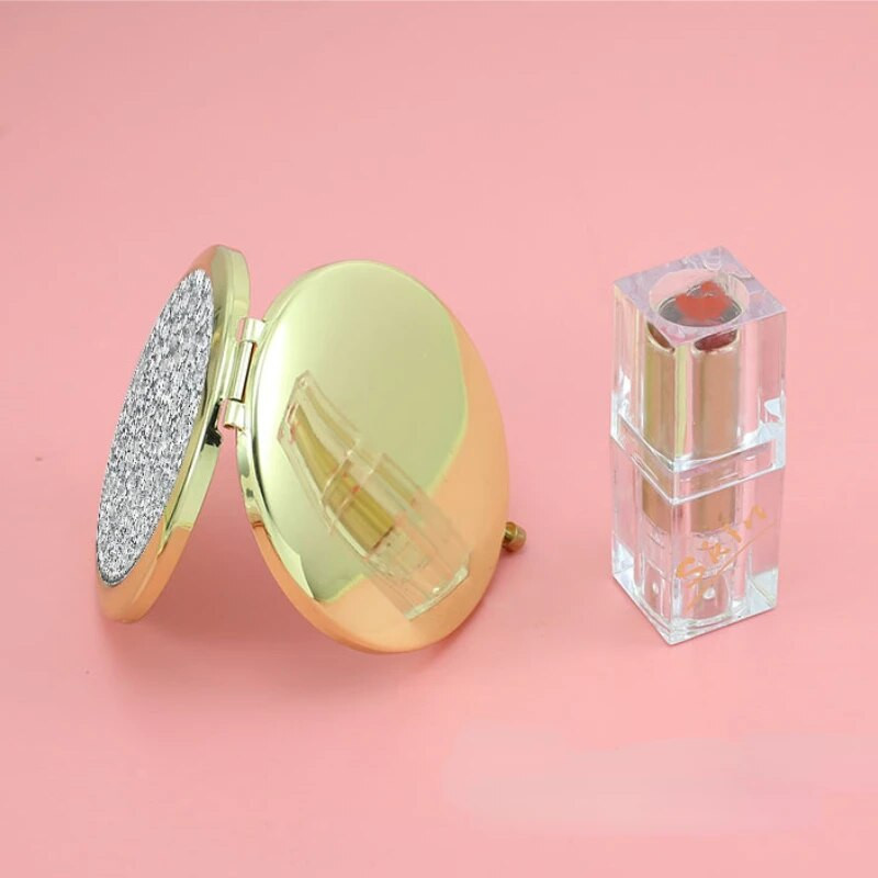 Mini kišeninis veidrodis grožio kosmetinis veidrodis kalnų krištolas sulankstomas kompaktiškas veidrodis, nešiojamas dvipusis sulankstomas kosmetinis veidrodis