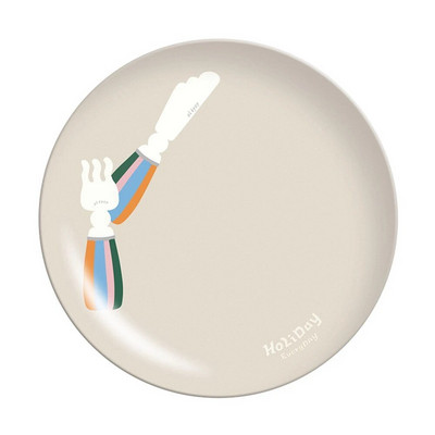 Скандинавска трапезарна чиния с щампа в корейски стил Кръгли съдове от бамбукови влакна Десертна торта Плодова чиния за храна Сервизи Кухненски принадлежности