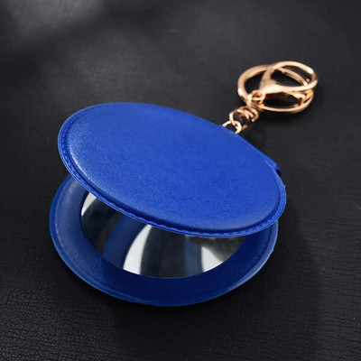 Mini okrúhle PU kozmetické zrkadlo, roztomilé strapcové prenosné kozmetické zrkadlo, prívesok na kľúče, ozdobná taška, obojstranné kompaktné kozmetické zrkadlo