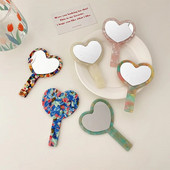 Vintage acetát lapos kézi sminktükör fogantyúval kézi tükör SPA szalon kompakt tükrök kozmetikai tükör nőknek