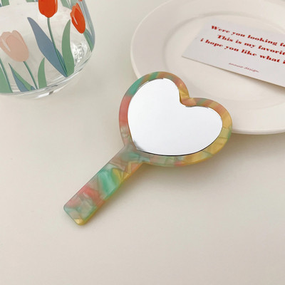 Vintage acetát lapos kézi sminktükör fogantyúval kézi tükör SPA szalon kompakt tükrök kozmetikai tükör nőknek