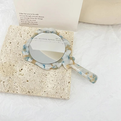 Vintage acetát lapos kézi sminktükör fogantyúval kézi tükör SPA szalon kompakt tükrök kozmetikai tükör nőknek