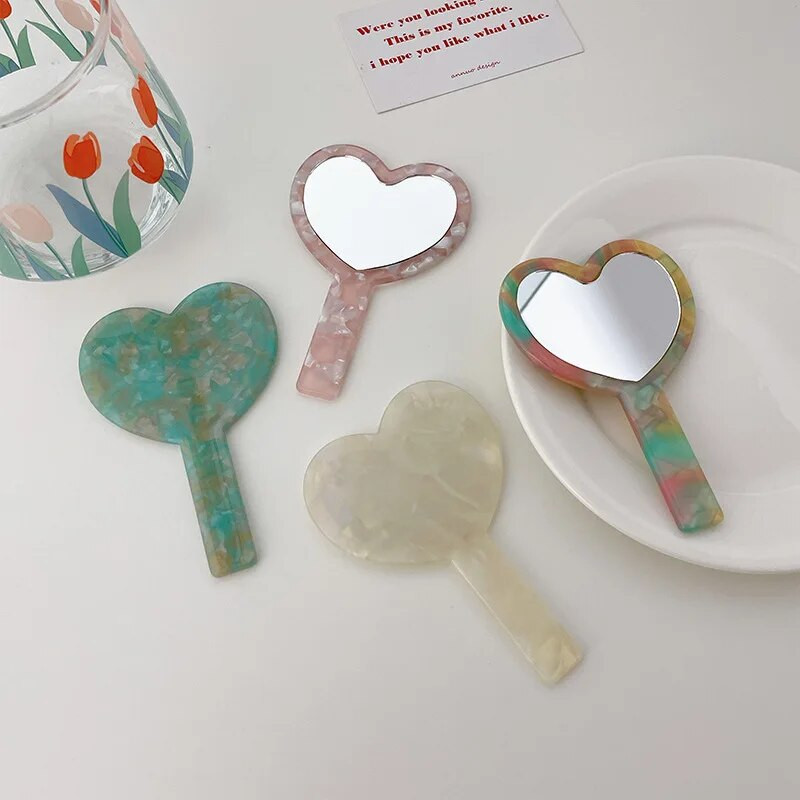 Vintage acetát lapos kézi sminktükör fogantyúval kézi tükör SPA szalon kompakt tükrök kozmetikai tükör nőknek