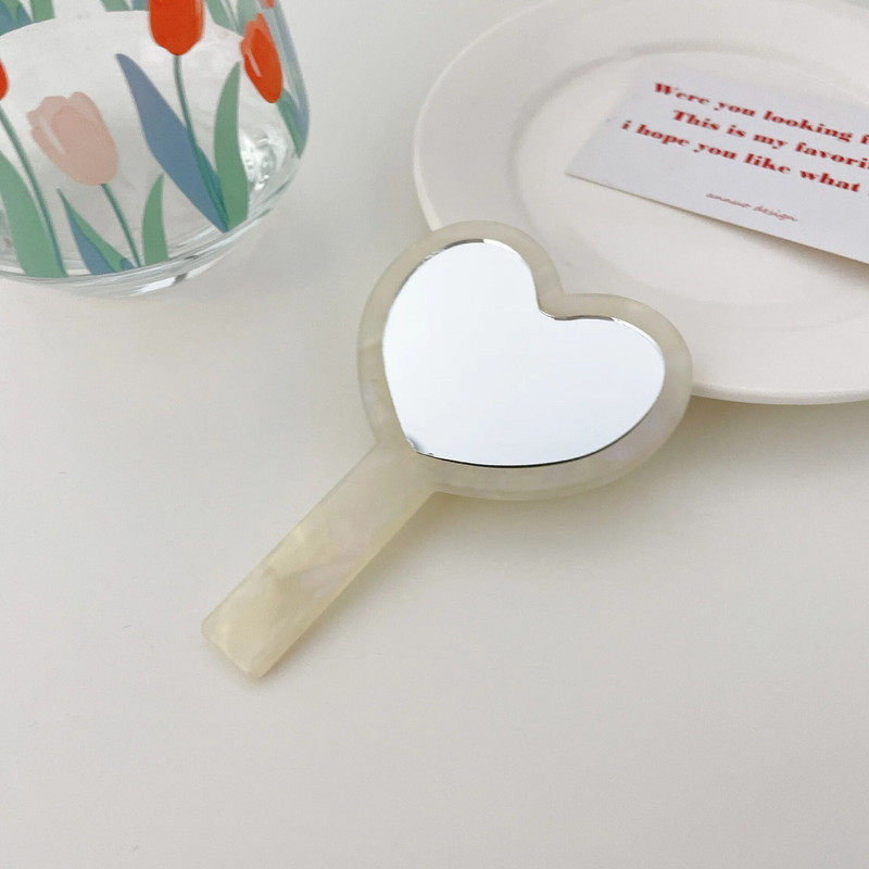 Vintage acetát lapos kézi sminktükör fogantyúval kézi tükör SPA szalon kompakt tükrök kozmetikai tükör nőknek