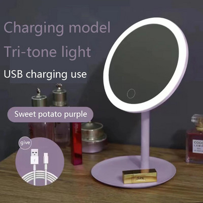 Αναδιπλούμενος μεγεθυντικός καθρέφτης μακιγιάζ Led Costway White Vanity Cosmetic Mirror Φόρτιση USB ή μπαταρία με φωτεινούς επιτραπέζιους καθρέφτες