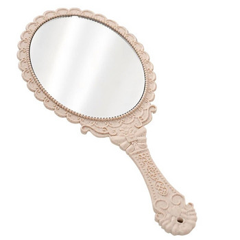Преносимо ретро козметично огледало за грим, ръчно държане, овално кръгло огледало, благородно възстановяване на древни начини, съдебно огледало, инструмент за красота