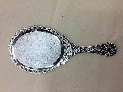 Hordozható vintage kozmetikai sminktükör kézi tartású ovális kerek tükör Nemes Restore Ancient Ways Court Mirror szépségápolási eszköz