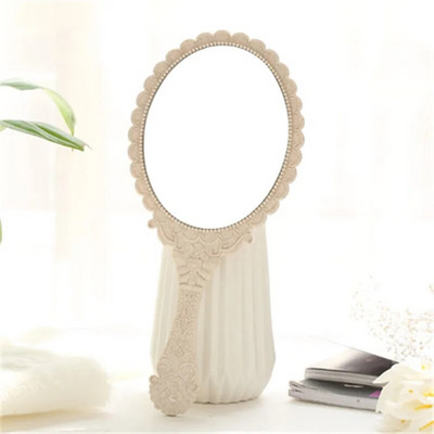 Hordozható vintage kozmetikai sminktükör kézi tartású ovális kerek tükör Nemes Restore Ancient Ways Court Mirror szépségápolási eszköz