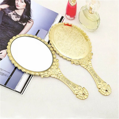 Hordozható vintage kozmetikai sminktükör kézi tartású ovális kerek tükör Nemes Restore Ancient Ways Court Mirror szépségápolási eszköz