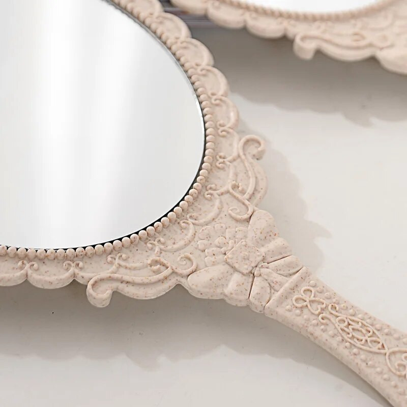 Hordozható vintage kozmetikai sminktükör kézi tartású ovális kerek tükör Nemes Restore Ancient Ways Court Mirror szépségápolási eszköz