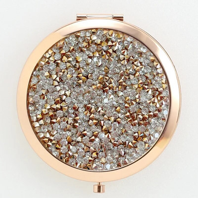 Mini vreckové kozmetické zrkadlo na líčenie, perleťový krištáľový kvet, skladacie zväčšovacie kompaktné zrkadlo, párty darčeky, vianočný darček