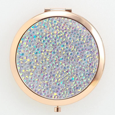 Mini vreckové kozmetické zrkadlo na líčenie, perleťový krištáľový kvet, skladacie zväčšovacie kompaktné zrkadlo, párty darčeky, vianočný darček