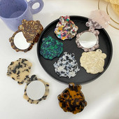 Retro divatos, acetát lapos kerek sminktükör, hordozható kompakt zseb nőknek, lányoknak, kis, kompakt tükröknek