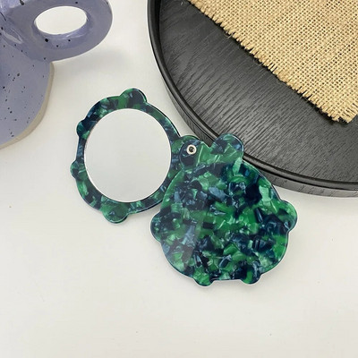 Retro divatos, acetát lapos kerek sminktükör, hordozható kompakt zseb nőknek, lányoknak, kis, kompakt tükröknek