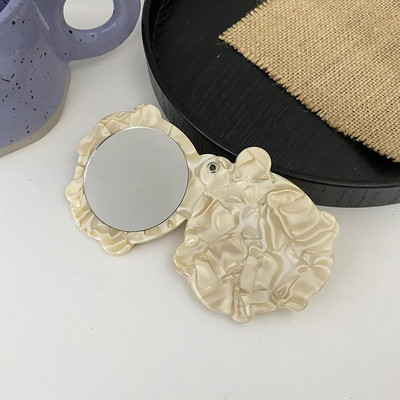 Retro divatos, acetát lapos kerek sminktükör, hordozható kompakt zseb nőknek, lányoknak, kis, kompakt tükröknek