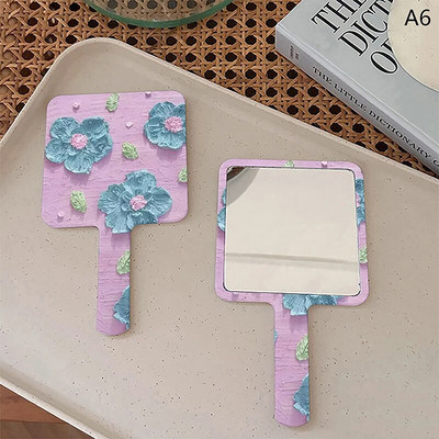 1 db aranyos kézi sminktükör Hordozható kis tükör négyzet alakú tükör fogantyúval Kreatív tervezés Kézi tükör Utazás nélkülözhetetlen