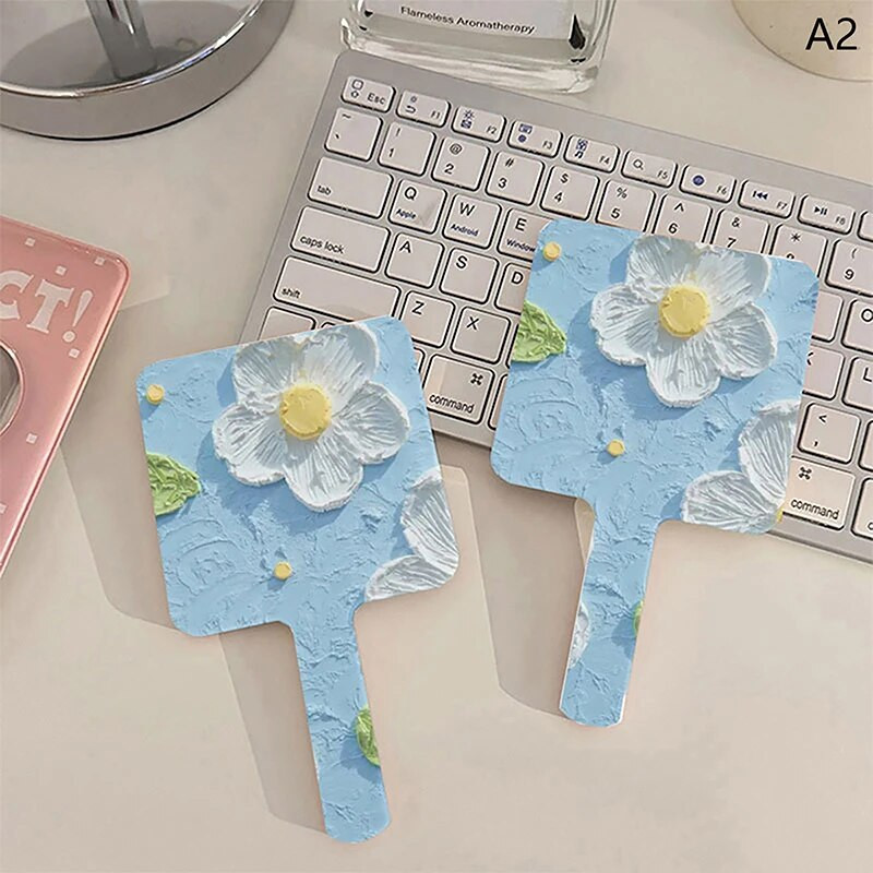 1 db aranyos kézi sminktükör Hordozható kis tükör négyzet alakú tükör fogantyúval Kreatív tervezés Kézi tükör Utazás nélkülözhetetlen