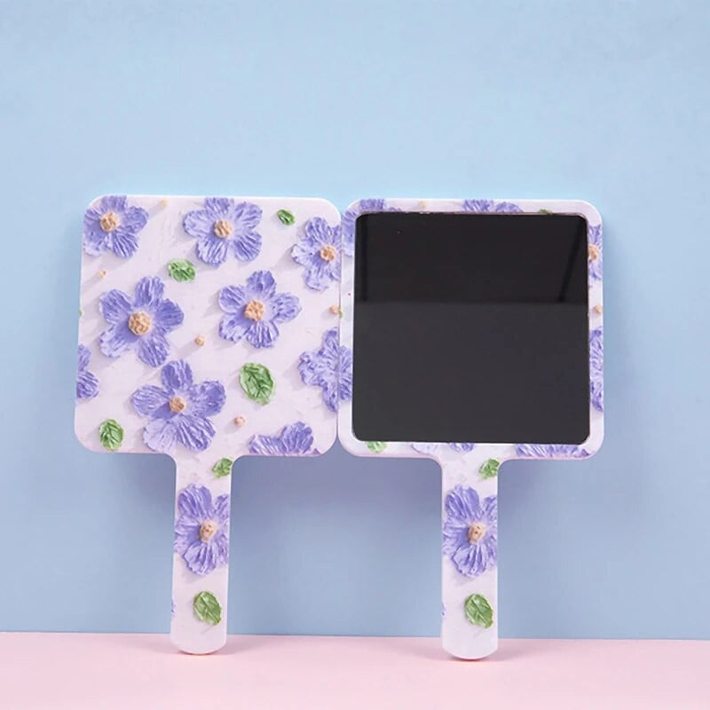 1 db aranyos kézi sminktükör Hordozható kis tükör négyzet alakú tükör fogantyúval Kreatív tervezés Kézi tükör Utazás nélkülözhetetlen