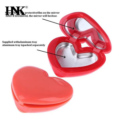 Love Love Heart Shape Empty Eyeshadow Case Rouge Lipstick Box Pigment Palette Refillable Foundation Makeup Dispenser With Pallet