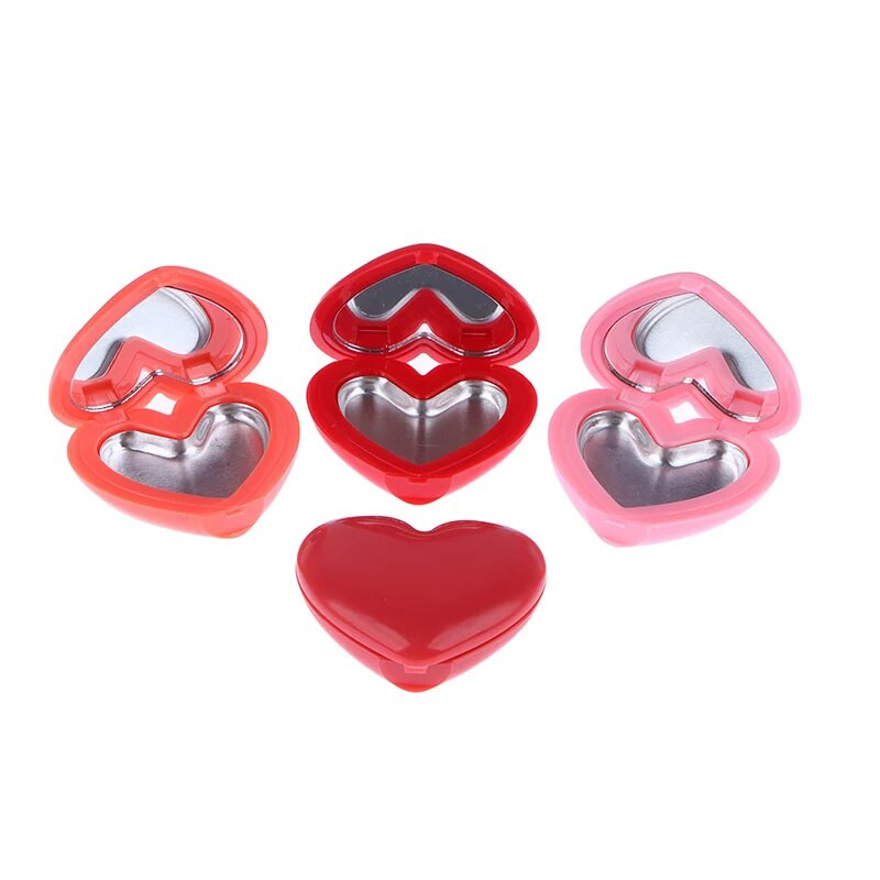 Love Love Heart Shape Empty Eyeshadow Case Rouge Box Pigment Palette Refillable Foundation Makeup Dispenser with Pallet
