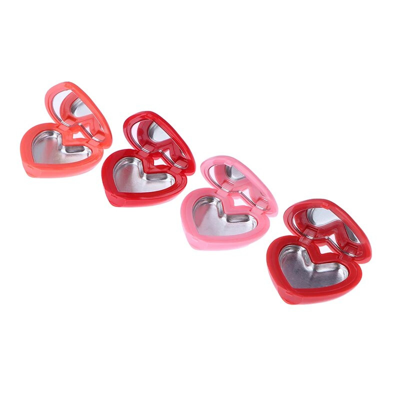 Love Love Heart Shape Empty Eyeshadow Case Rouge Box Pigment Palette Refillable Foundation Makeup Dispenser with Pallet