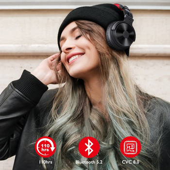 Безжични Bluetooth 5.2 слушалки Oneodio 110 часа + стерео кабелни слушалки за игри с микрофон за стрела за телефон, компютър, компютър, геймър