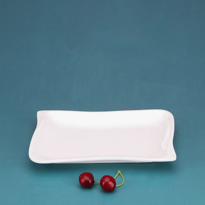 Бяла имитация на порцеланова рибна чиния Ресторант Бюфет Чиния Гореща тенджера Гарнитура Чиния Барбекю Шишчета Правоъгълна чиния за хляб