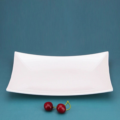 Бяла имитация на порцеланова рибна чиния Ресторант Бюфет Чиния Гореща тенджера Гарнитура Чиния Барбекю Шишчета Правоъгълна чиния за хляб