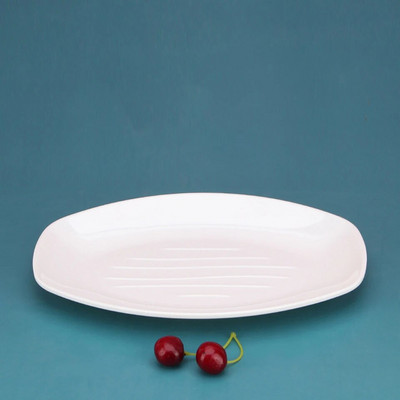 Бяла имитация на порцеланова рибна чиния Ресторант Бюфет Чиния Гореща тенджера Гарнитура Чиния Барбекю Шишчета Правоъгълна чиния за хляб