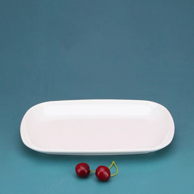 Бяла имитация на порцеланова рибна чиния Ресторант Бюфет Чиния Гореща тенджера Гарнитура Чиния Барбекю Шишчета Правоъгълна чиния за хляб