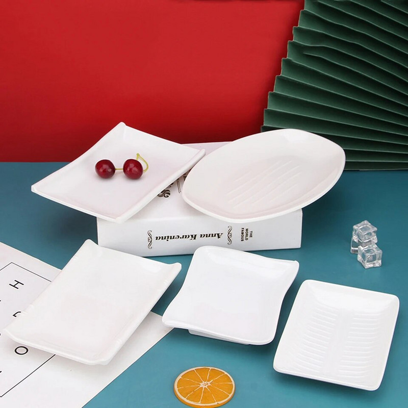 Fehér utánzatú porcelán haltálca Étterem Svédasztalos tányér Forró edény Köret Tányér Barbecue nyárs Téglalap alakú kenyértál