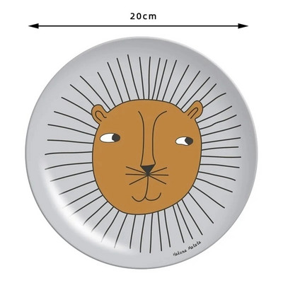 Симпатична трапезарна чиния с принт на животни Съдове от бамбукови влакна за сервиране на салата Десертна торта Плодова чиния за храна Кухненска посуда