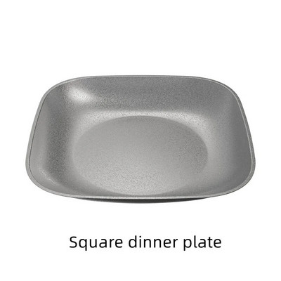 Винтидж пържола в западен стил Кръгла тава 304 масивна овална чиния за спагети от неръждаема стомана Външен десерт Квадратна чиния Сервиз