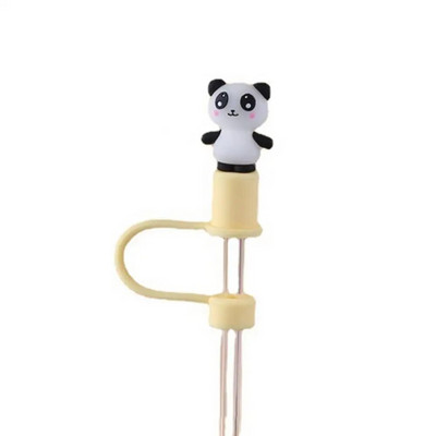 Aranyos rajzfilm szalmatakaró sapka Újrafelhasználható szilikon szalmatakaró levehető légmentes ivóporos sapka fröccsenésálló nyári csésze eszközök