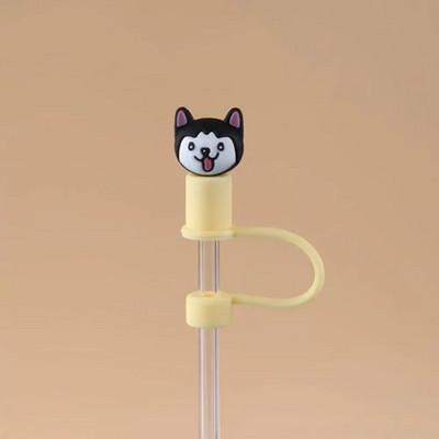 Aranyos rajzfilm szalmatakaró sapka Újrafelhasználható szilikon szalmatakaró levehető légmentes ivóporos sapka fröccsenésálló nyári csésze eszközök